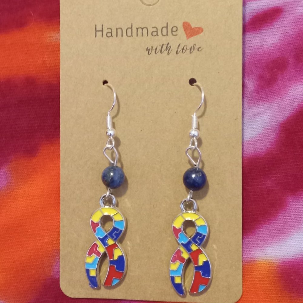 Handmade Autism Awareness Ribbon Earrings